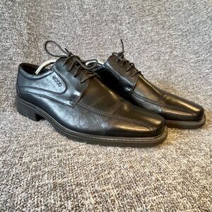 Ecco Maitland Plain Toe Leather Derby Shoes Black Mens Size 10.5 Lace Up
